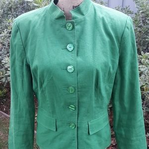 JG Hook Blazer Jacket Size 12 Green Button Front